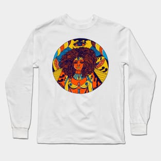 Orange Blue Kemet Warrior Long Sleeve T-Shirt